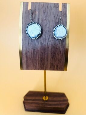 Large round pearl earrings silver plated